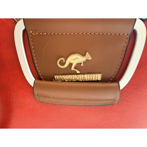 JINGPINDAISHU Women's Red & Brown Handbag Faux Leather Adjustable Strap - Picture 2 of 11